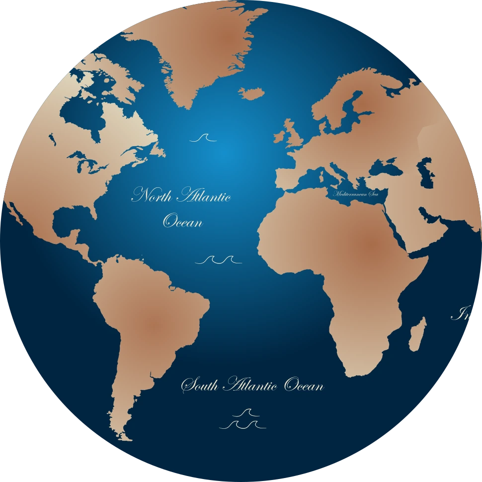 Illustrated globe from the Qantas 100 campaign